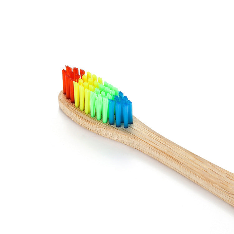 Eco-Friendly Bamboo Toothbrush with Multicolored Bristles