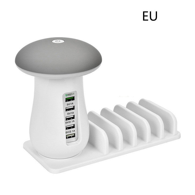 Mushroom LED Lamp with Charging Station - Energy Efficient Desk Light