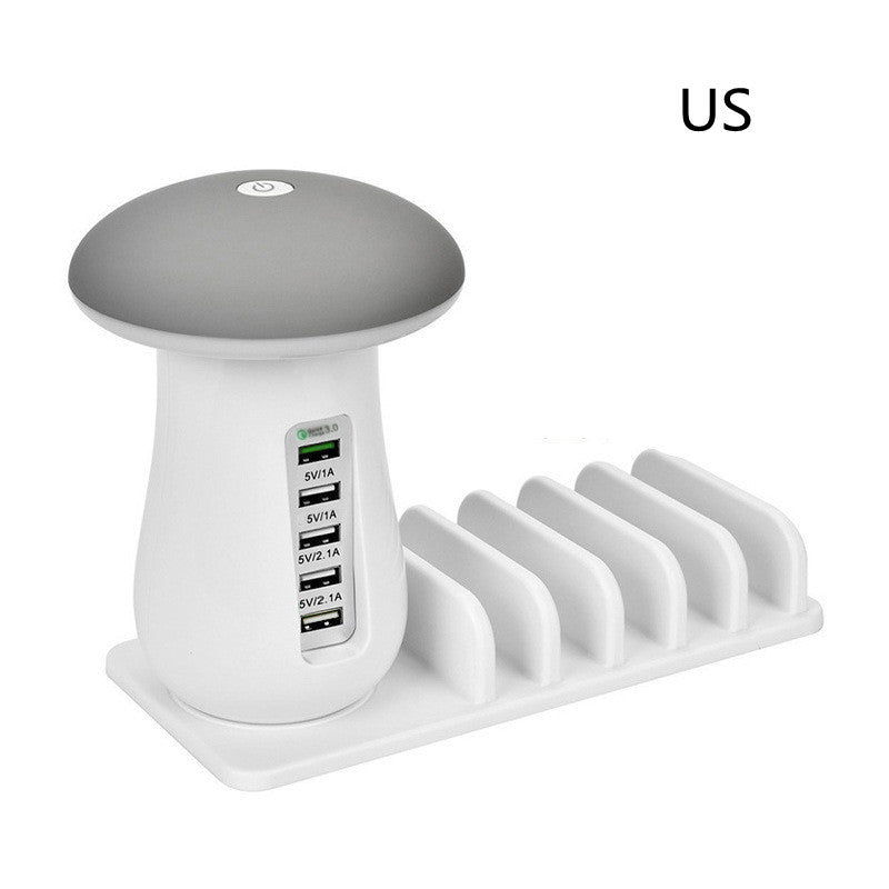 Mushroom LED Lamp with Charging Station - Energy Efficient Desk Light