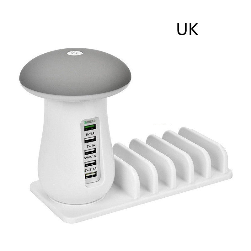 Mushroom LED Lamp with Charging Station - Energy Efficient Desk Light