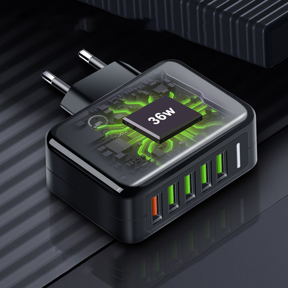 Energy-Efficient Multi-Port USB Wall Charger with LED Indicators