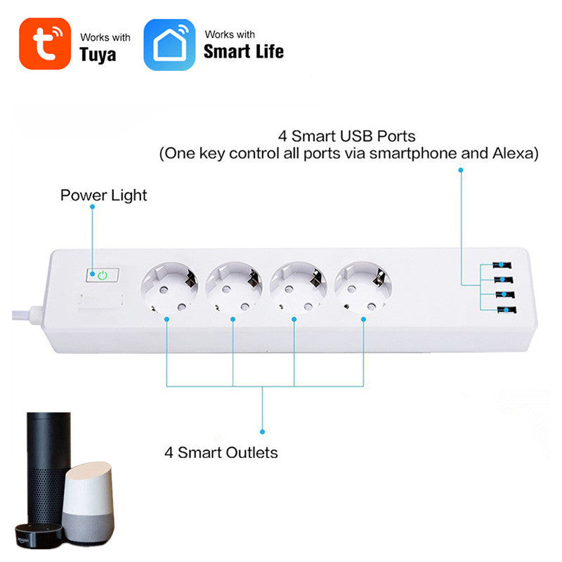 Smart Power Strip with USB & WiFi - Energy-Saving Home Solution