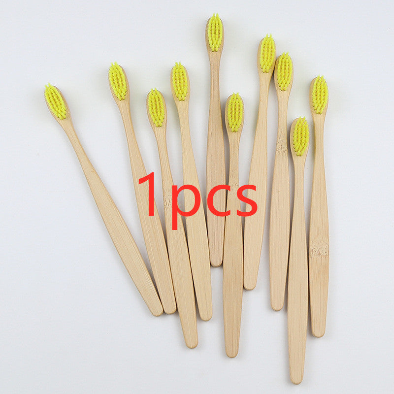 Eco-Friendly Bamboo Toothbrush with Multicolored Bristles