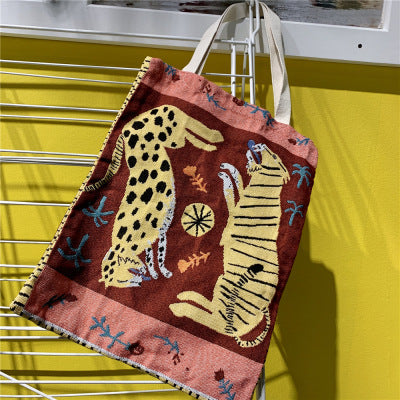 Eco-Friendly Green Tiger Leaf Tote Bag - Sustainable & Reusable