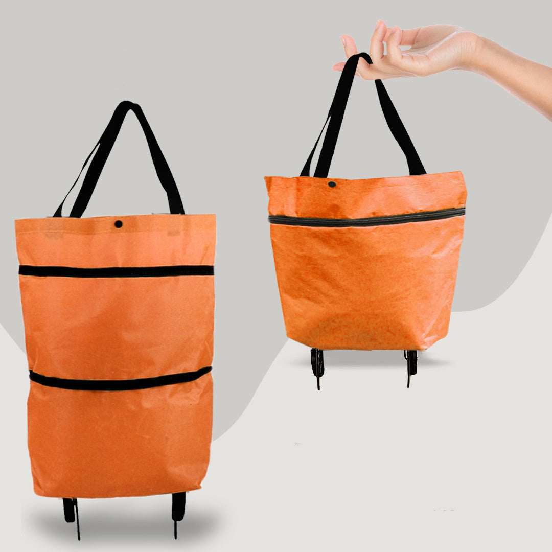 Eco-Friendly Convertible Shopping Bag with Wheels - Green Tote