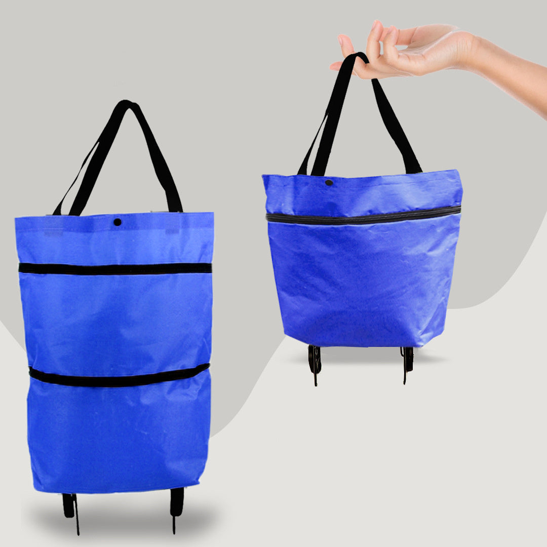 Eco-Friendly Convertible Shopping Bag with Wheels - Green Tote