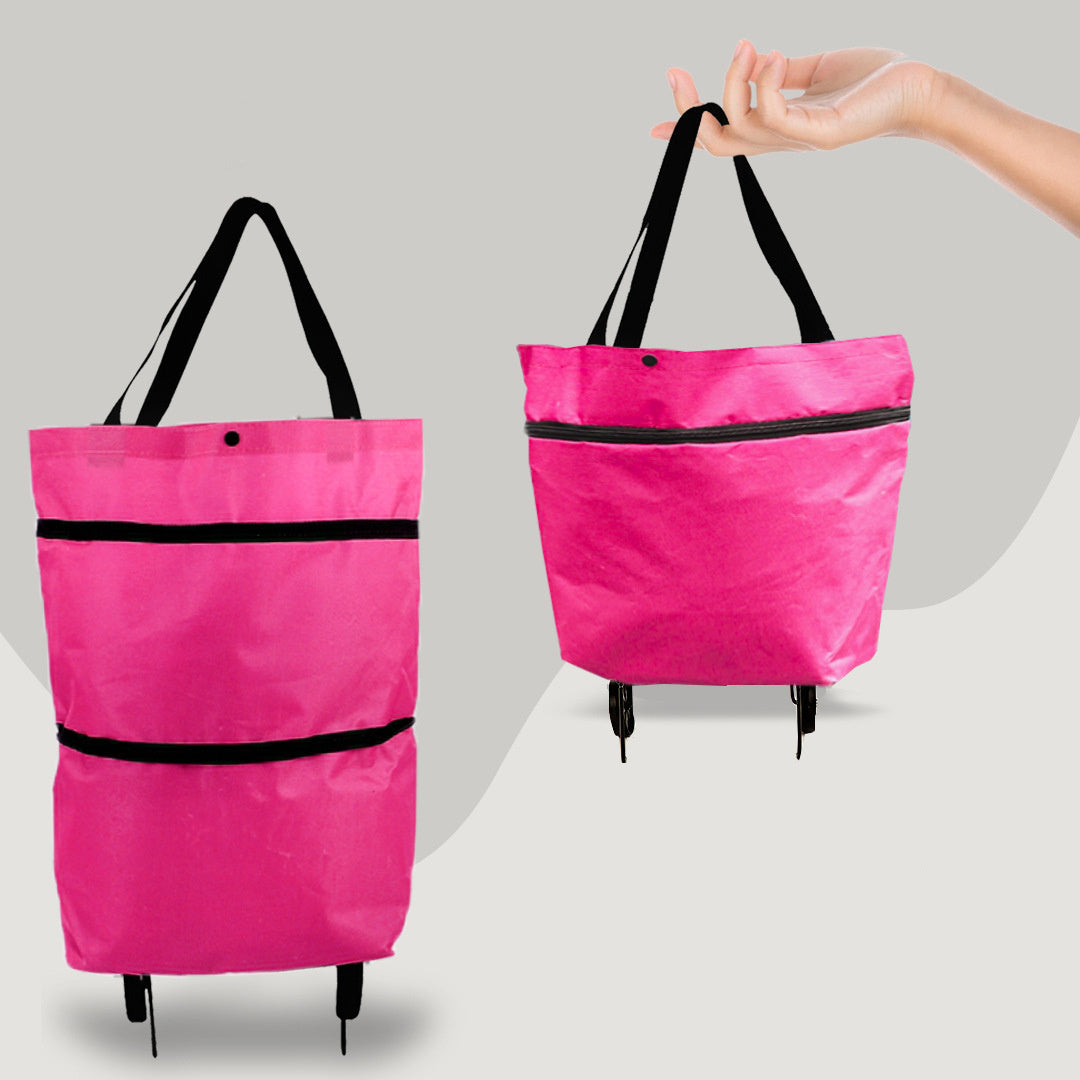 Eco-Friendly Convertible Shopping Bag with Wheels - Green Tote