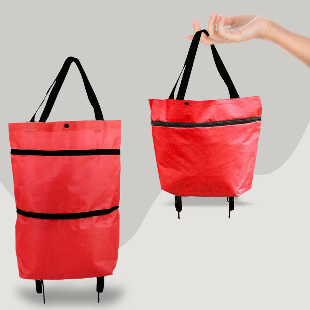 Eco-Friendly Convertible Shopping Bag with Wheels - Green Tote