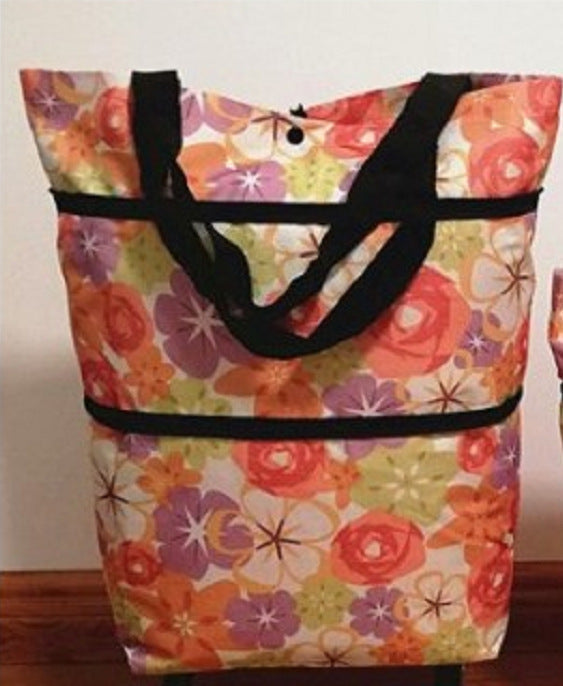 Eco-Friendly Convertible Shopping Bag with Wheels - Green Tote