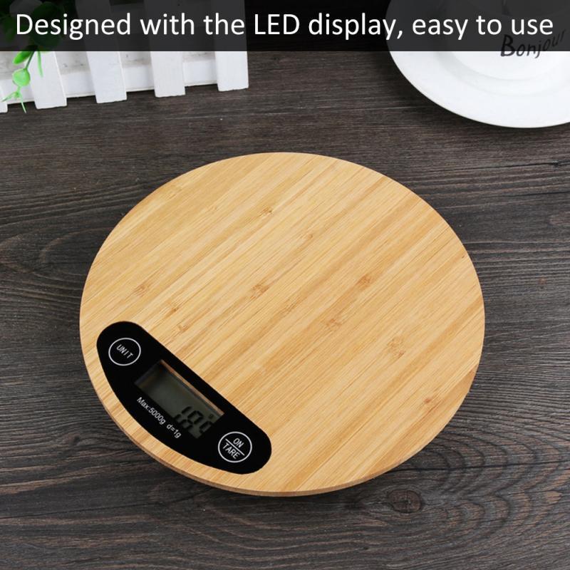 Eco-Friendly Bamboo Digital Kitchen Scale - Natural Wood Tone