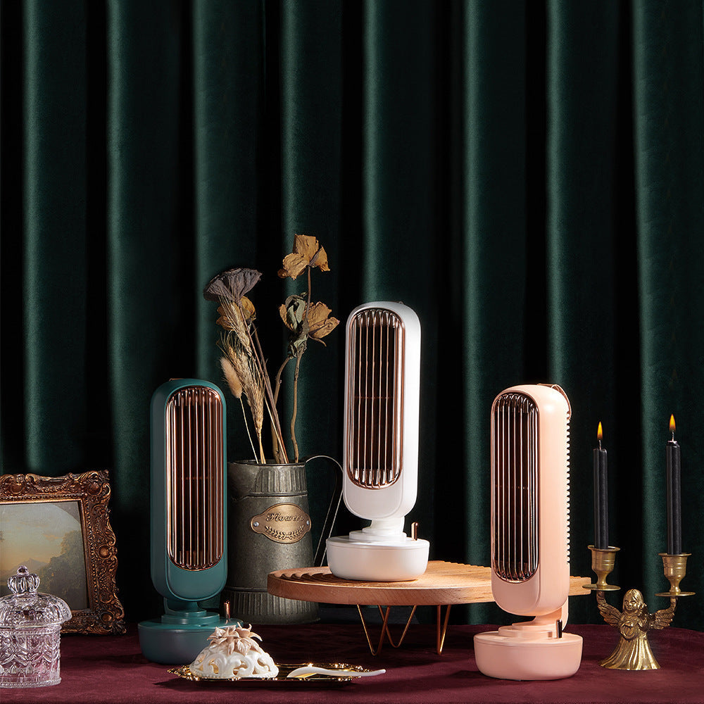 Compact Energy-Efficient Tabletop Fan in Green, White, and Pink