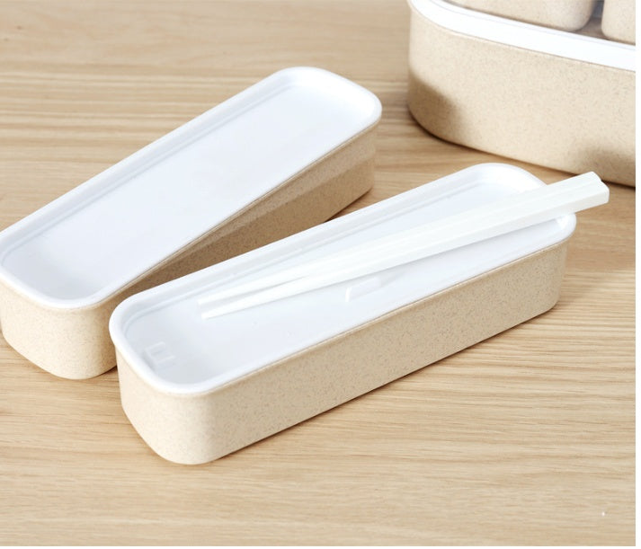 Eco-Friendly Bento Lunch Box Set - Light Blue, Stackable & Reusable