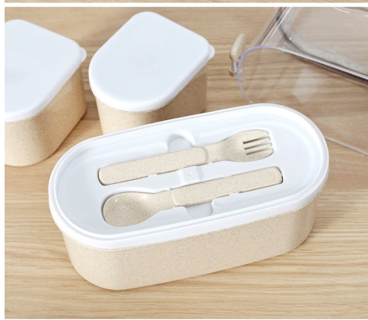 Eco-Friendly Bento Lunch Box Set - Light Blue, Stackable & Reusable