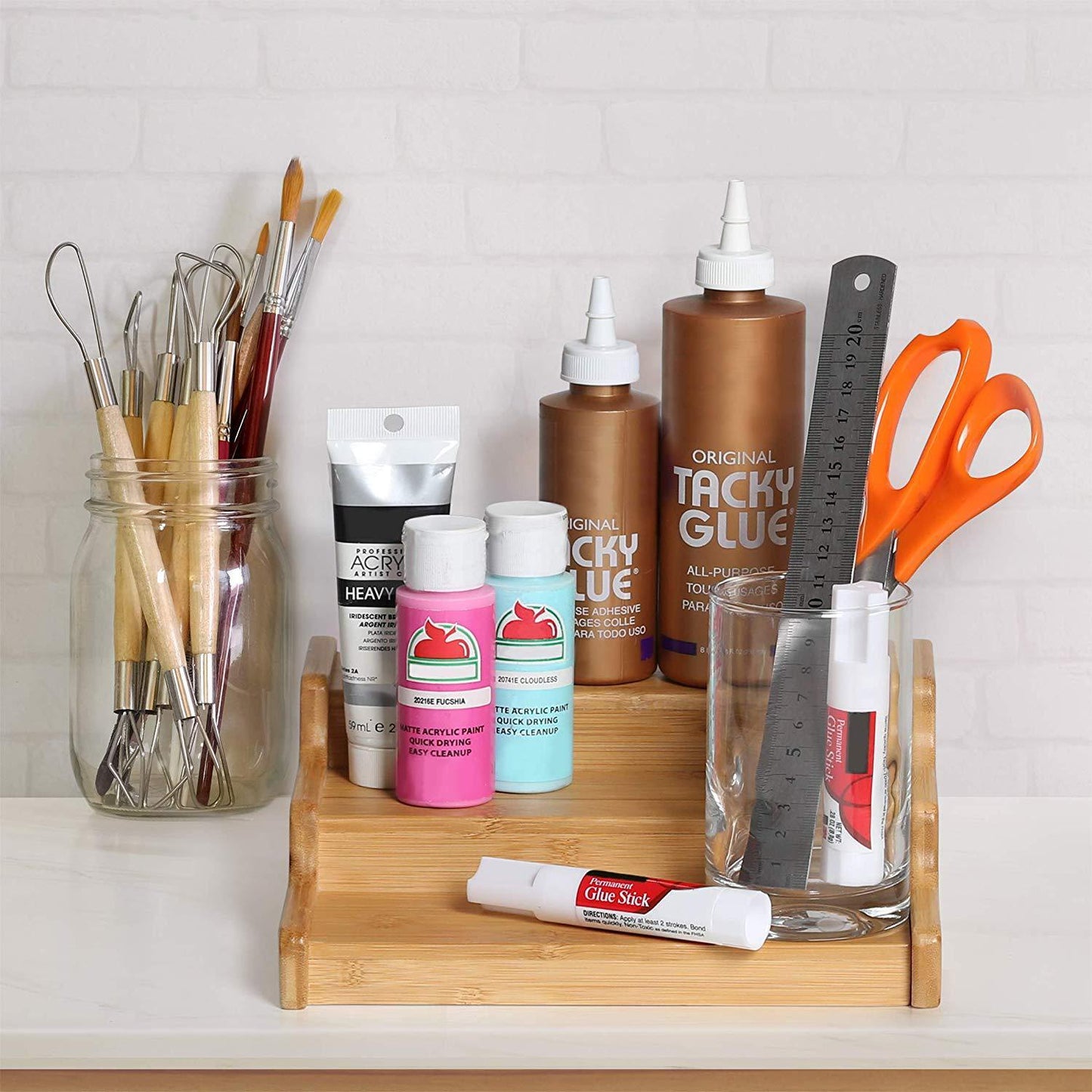 Bamboo Tiered Organizer - Eco-Friendly Storage Shelf for Home