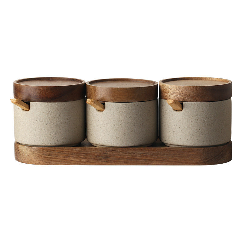 Eco-Friendly Spice Jars with Wooden Tray - Sustainable Kitchen Storage