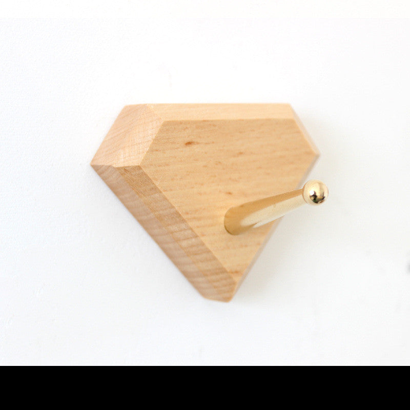 Natural Wood Wall Hook with Gold Metallic Accent