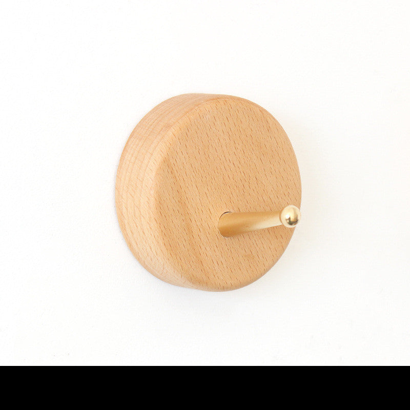 Natural Wood Wall Hook with Gold Metallic Accent