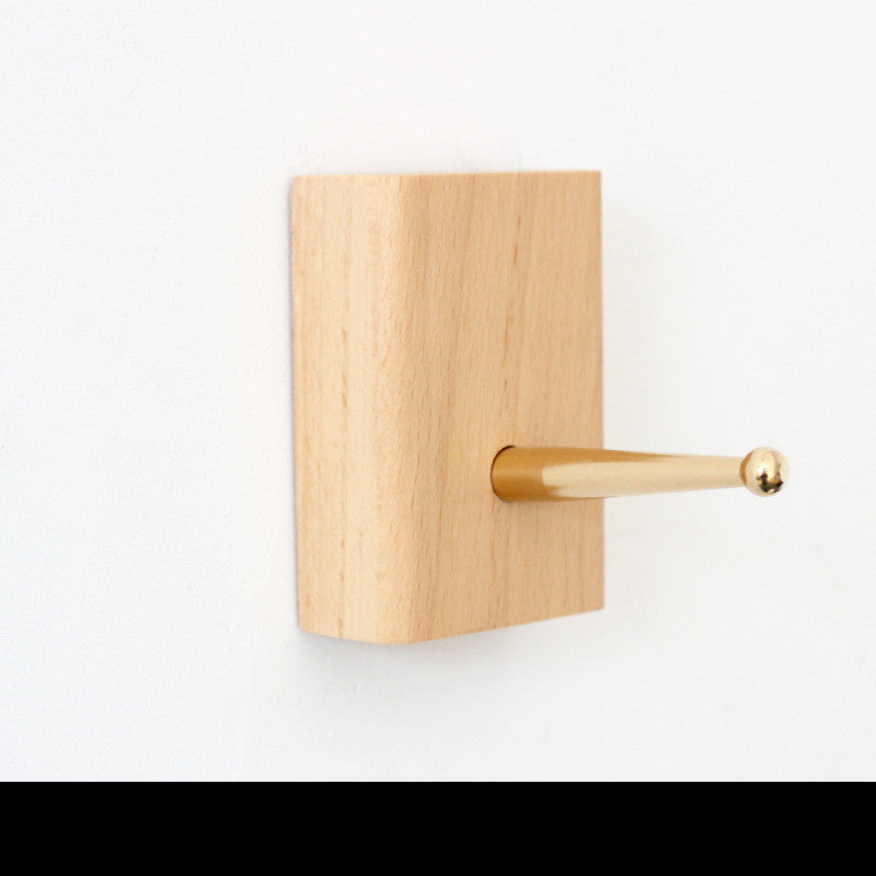 Natural Wood Wall Hook with Gold Metallic Accent