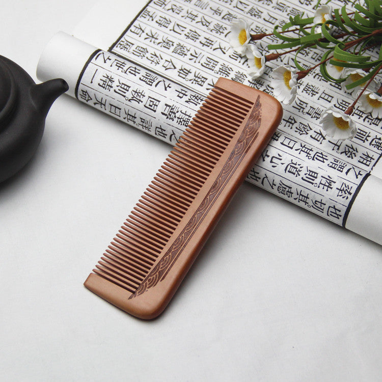Eco-Friendly Wooden Comb Set with Decorative Engravings