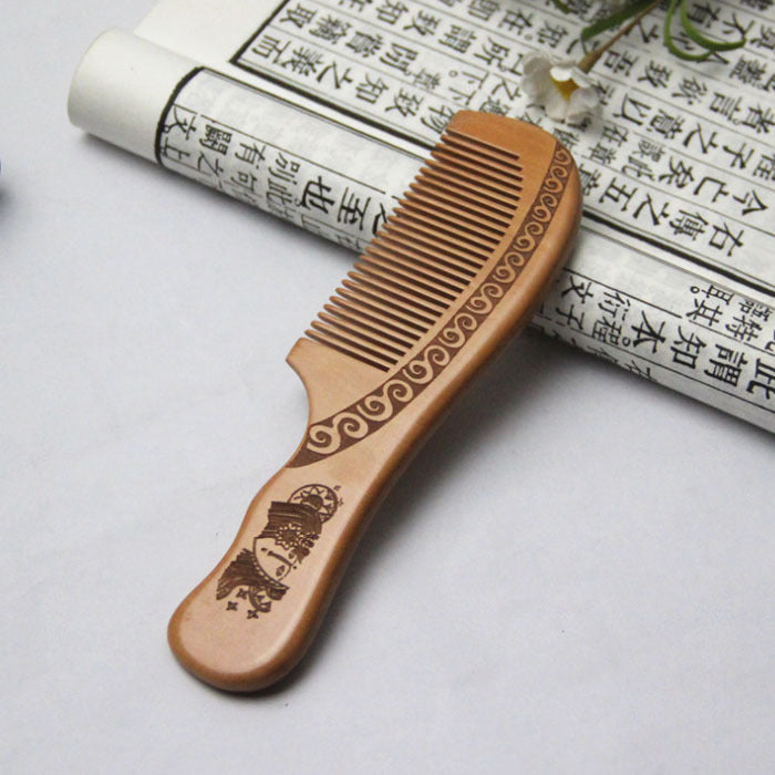 Eco-Friendly Wooden Comb Set with Decorative Engravings