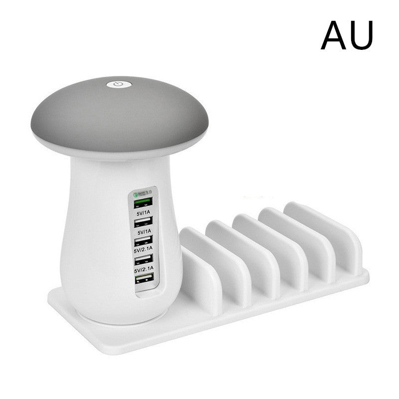 Mushroom LED Lamp with Charging Station - Energy Efficient Desk Light