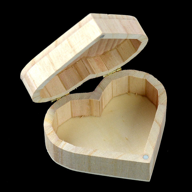 Heart-Shaped Wooden Box - Eco-Friendly, Biodegradable, Natural Wood