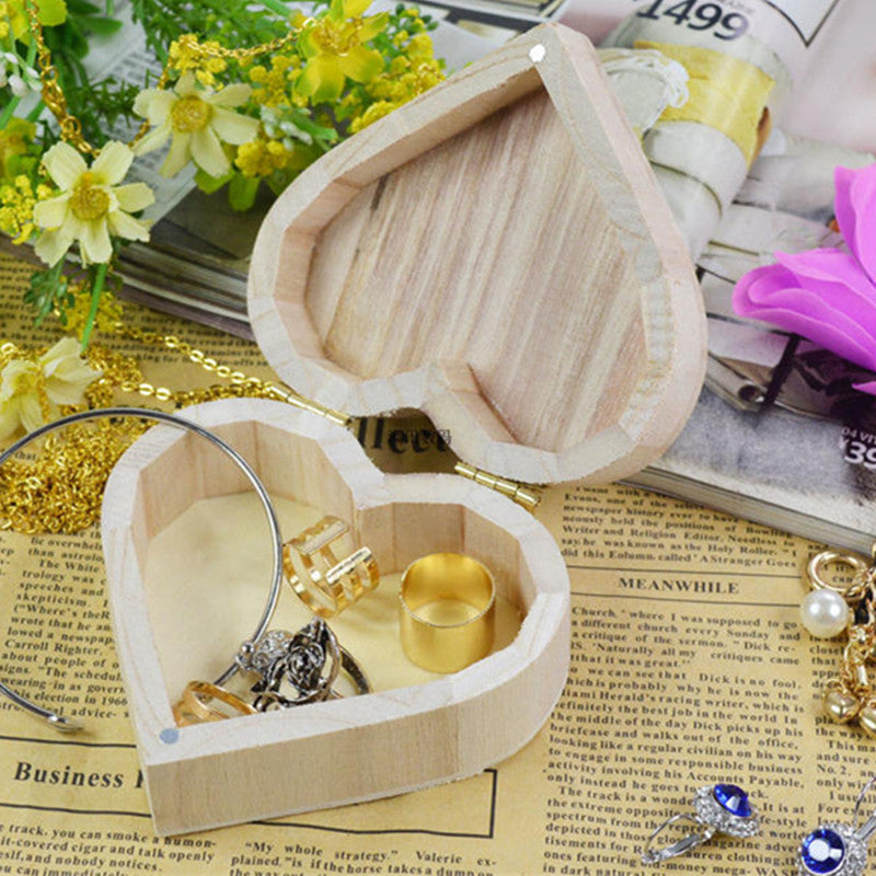 Heart-Shaped Wooden Box - Eco-Friendly, Biodegradable, Natural Wood