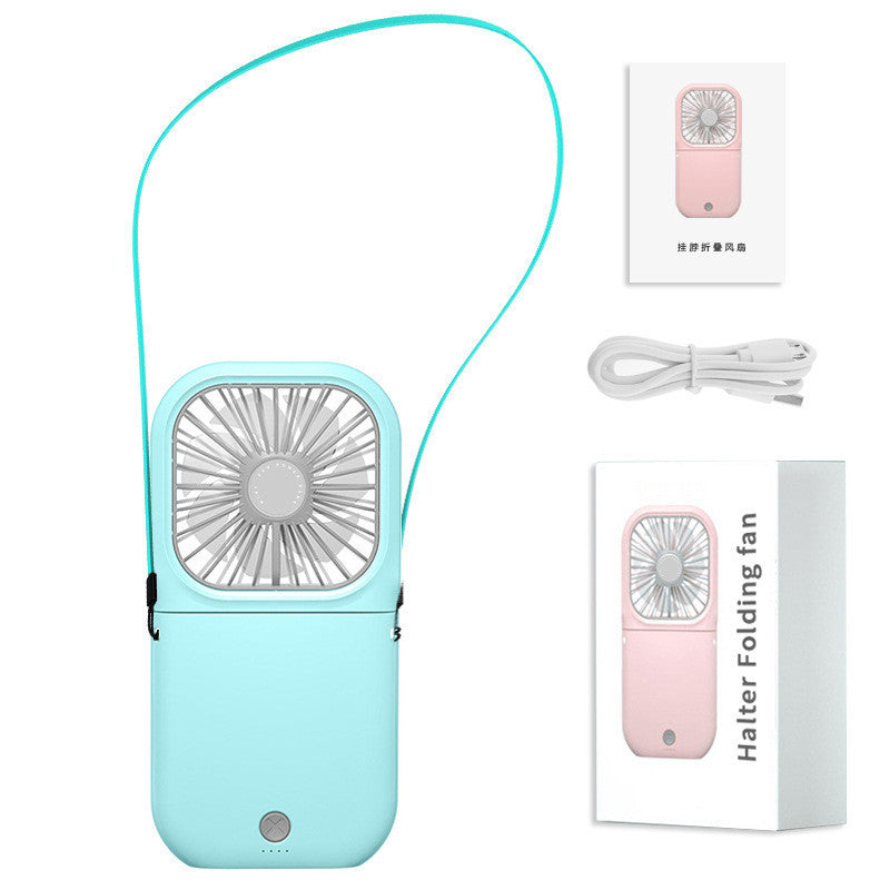 Portable Green Rechargeable Fan and Power Bank