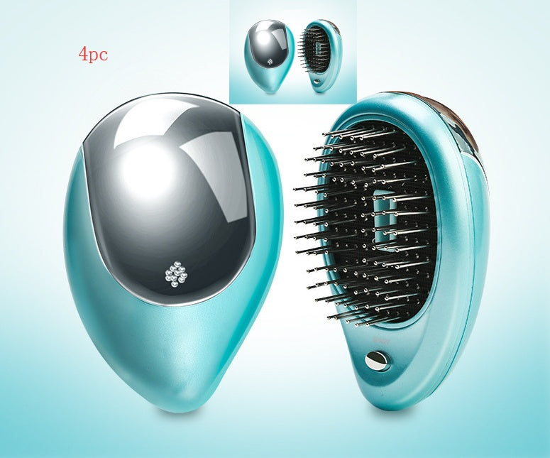 Teal Teardrop Hairbrush with Metal Bristles for Eco-Friendly Hair Care
