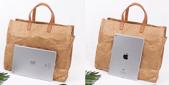 Eco-Friendly Black Tote Bag with Brown Handles - Sustainable Daily Use
