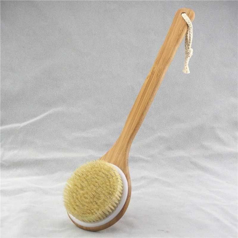 Eco-Friendly Long-Handled Bath Brush with Natural Bristles