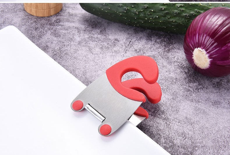 Red and White Silicone Spoon Holder Clip for Mess-Free Cooking