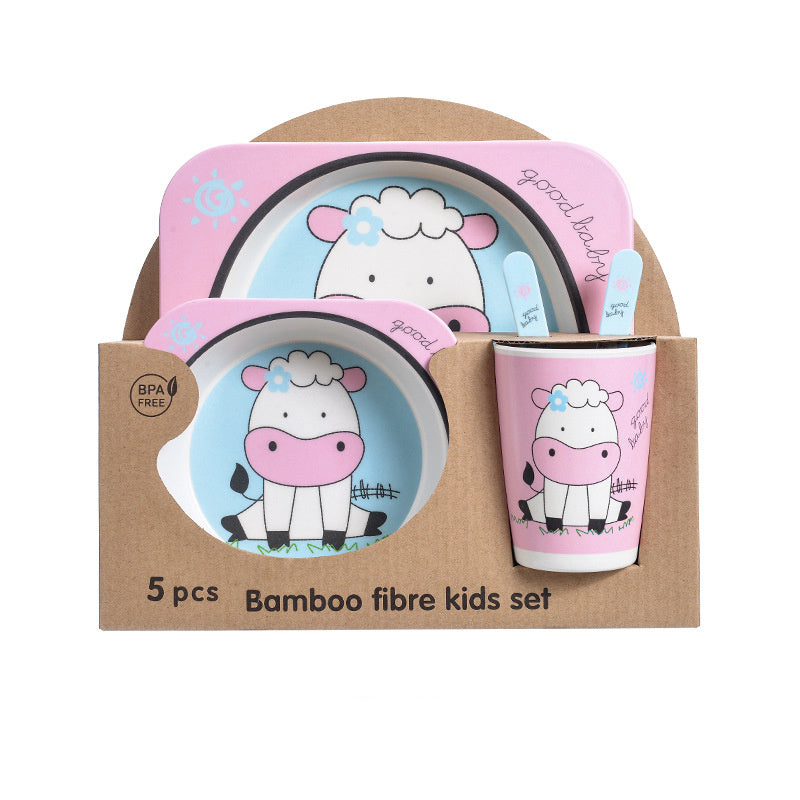 Bamboo Fibre Kids Dinnerware Set - Eco-Friendly Crocodile Design