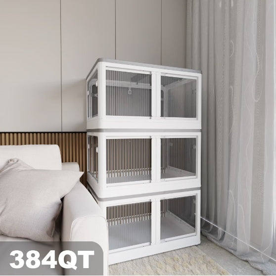 Stackable Dark Gray Storage Cabinet - Durable & Space-Saving