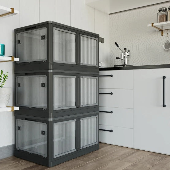 Stackable Dark Gray Storage Cabinet - Durable & Space-Saving