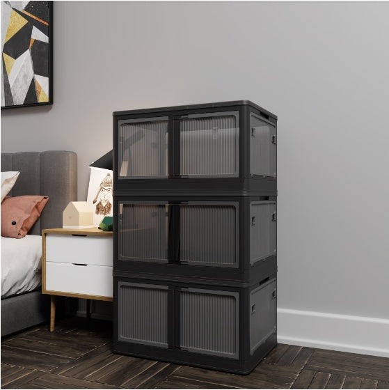 Stackable Dark Gray Storage Cabinet - Durable & Space-Saving