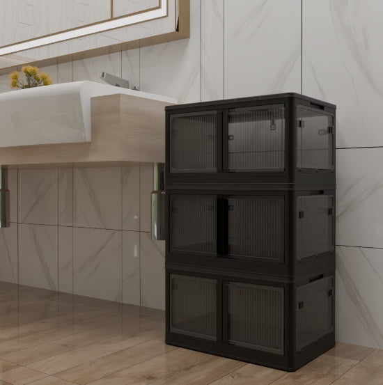 Stackable Dark Gray Storage Cabinet - Durable & Space-Saving
