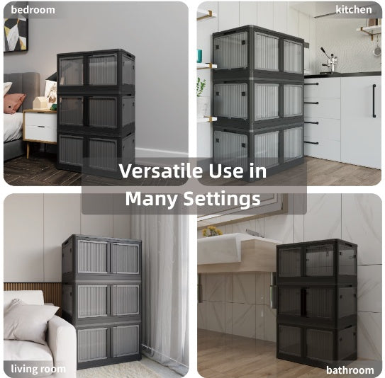 Stackable Dark Gray Storage Cabinet - Durable & Space-Saving