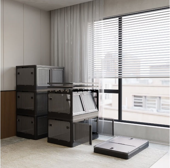 Stackable Dark Gray Storage Cabinet - Durable & Space-Saving
