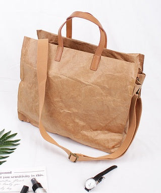 Eco-Friendly Black Tote Bag with Brown Handles - Sustainable Daily Use