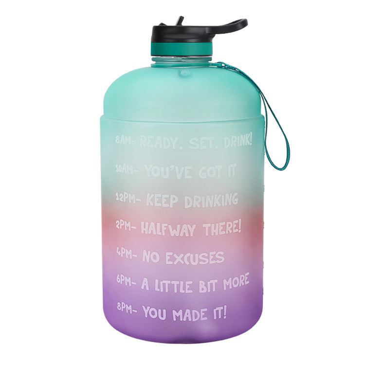 Large Gradient Pink to Blue Water Bottle with Time Markers