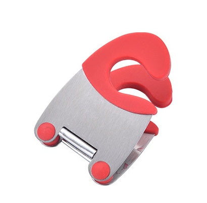 Red and White Silicone Spoon Holder Clip for Mess-Free Cooking