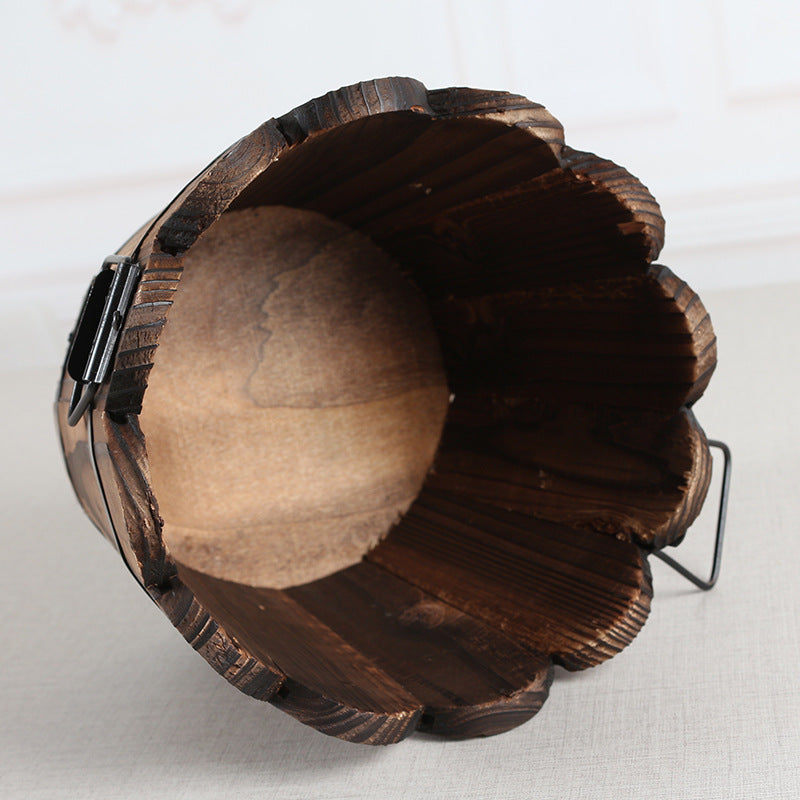 Eco-Friendly Wooden Planters with Metal Accents - Sustainable Home Decor