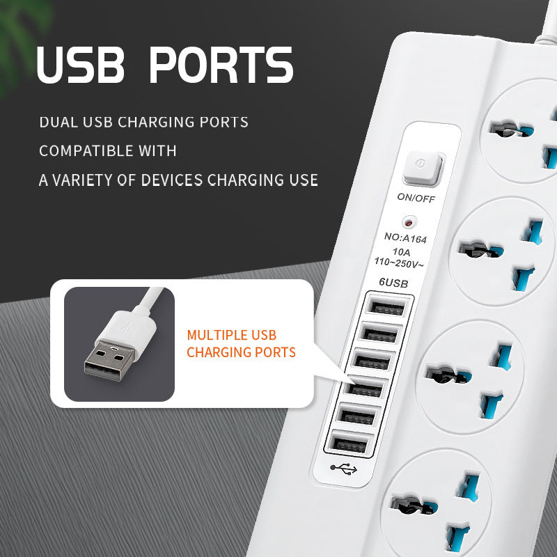 Smart Power Strip with USB Ports - Energy-Saving Multi-Outlet Solution