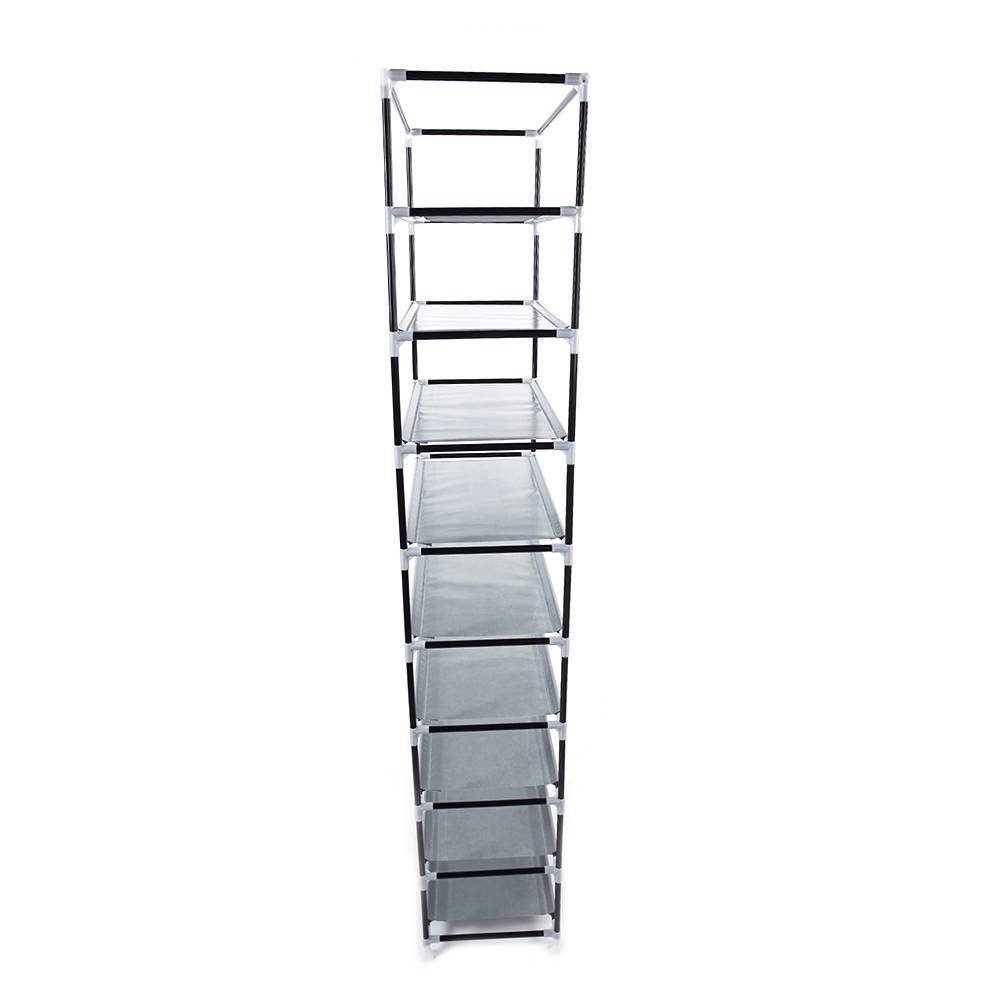 Space-Saving Neutral Coffee Shoe Rack with Fabric Cover