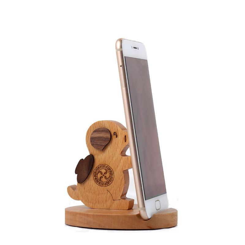 Dinosaur-Shaped Eco-Friendly Wooden Phone Stand