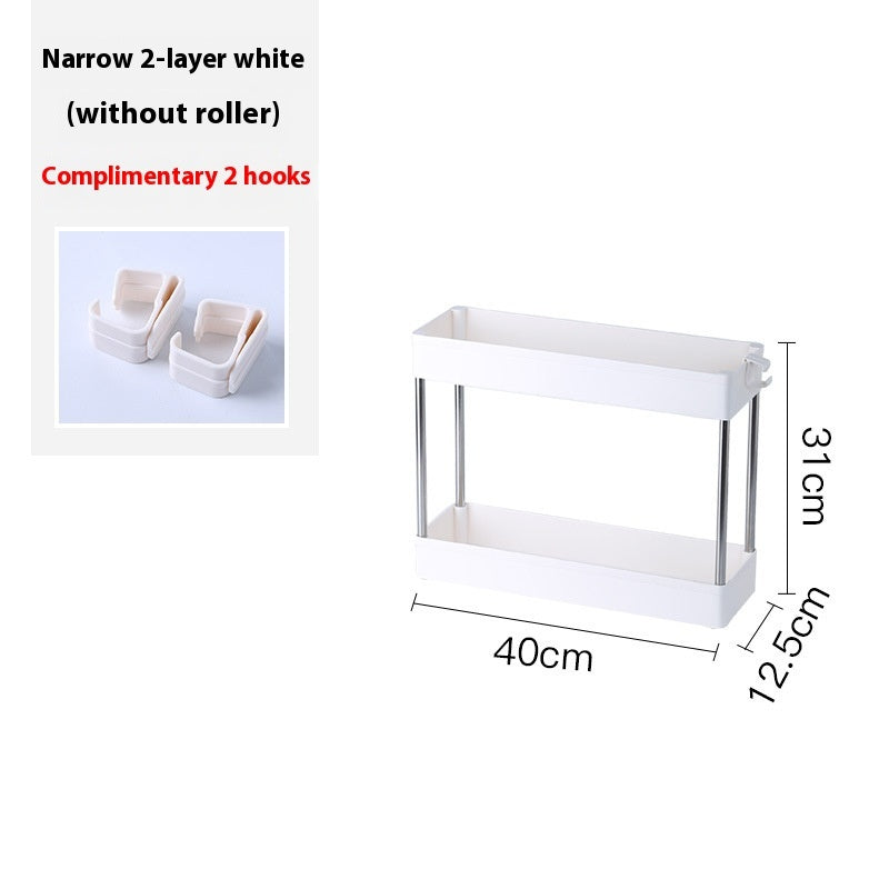 Space-Saving White Rolling Storage Cart with Durable Metal Frame