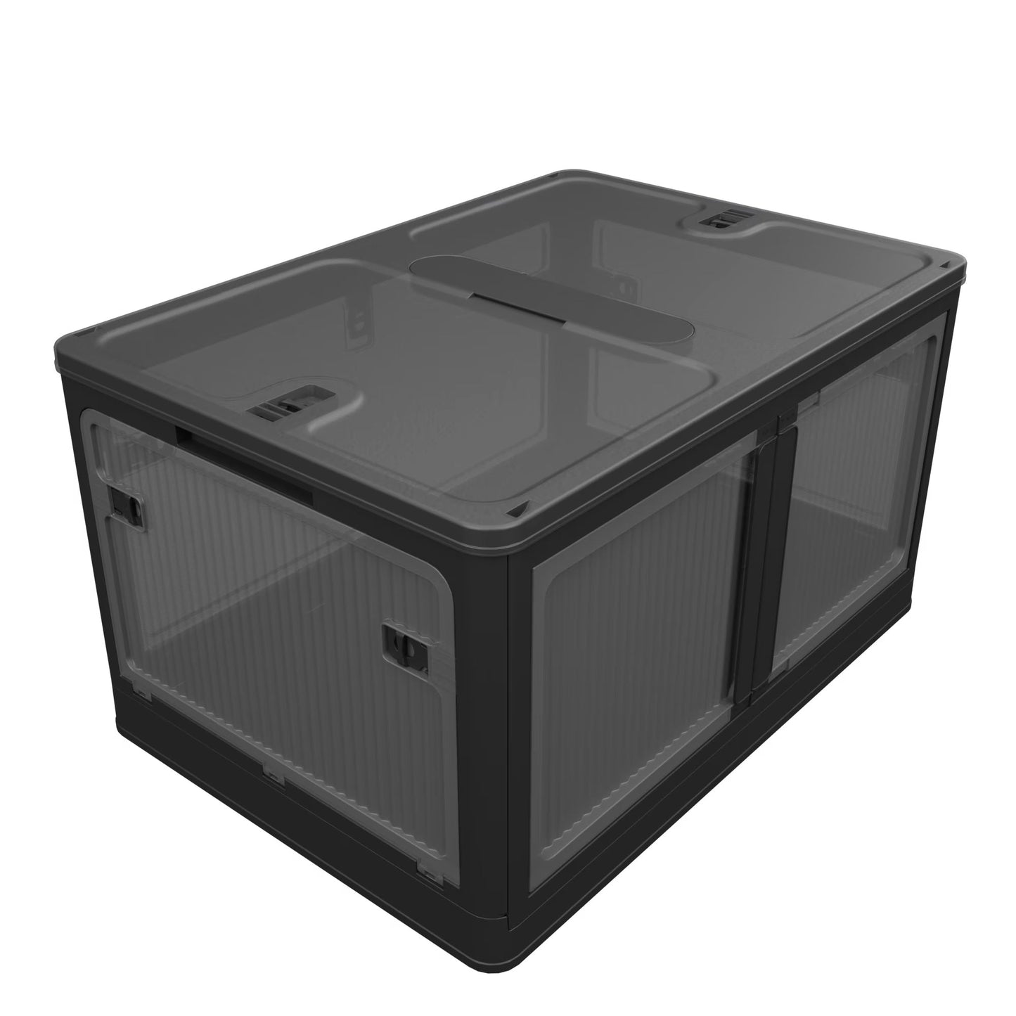 Stackable Black Storage Box with Transparent Panels