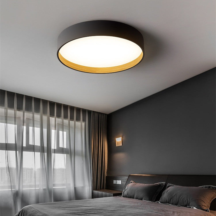 Eco-Friendly Circular Ceiling Light Fixture - Grey & Wood