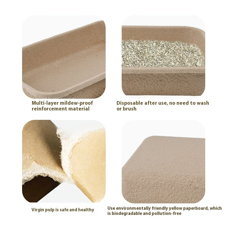 Biodegradable Disposable Litter Tray - Eco-Friendly, Single-Use, Natural Brown